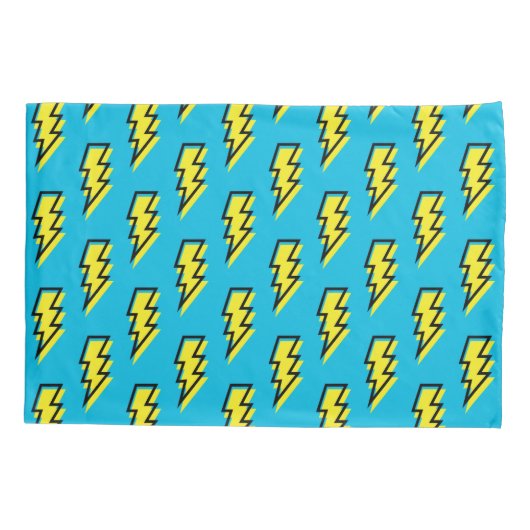80-90's Pattern Fun Blue Yellow Bolt Neon Retro Kussensloop (Achterkant)