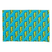 80-90's Pattern Fun Blue Yellow Bolt Neon Retro Kussensloop (Voorkant)