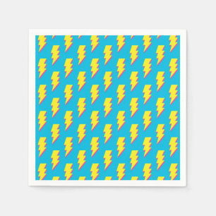 80-90's Pattern Fun Blue Yellow Bolt Neon Retro Servet