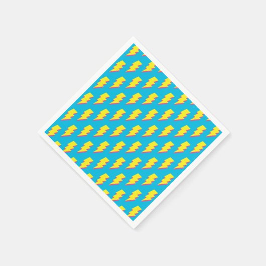 80-90's Pattern Fun Blue Yellow Bolt Neon Retro Servet (Hoek)