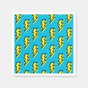 80-90's Pattern Fun Blue Yellow Bolt Neon Retro Servet