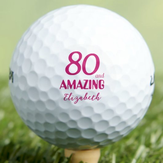 80 and Amazing Mom Gift – Roze 80ste verjaardag Golfballen