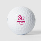 80 and Amazing Neighbor Gift – Roze 80ste verjaard Golfballen (Voorkant)