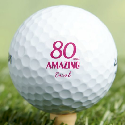 80 and Amazing Neighbor Gift – Roze 80ste verjaard Golfballen