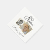80 and Fabulous 80th Birthday Black Script Photo Servet (Hoek)