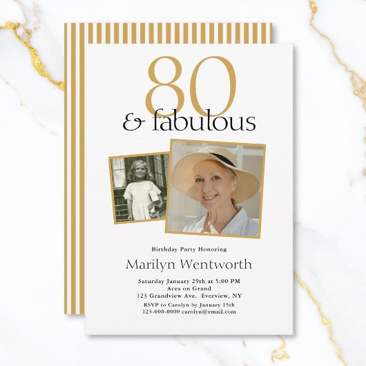 80 and Fabulous 80th Birthday Typography 2 Photo Kaart