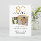 80 and Fabulous 80th Birthday Typography 2 Photo Kaart (Staand voorkant)