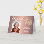 80 and Fabulous Foliage 80th Birthday Foto Kaart (Gele Bloem)