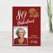 80 and Fabulous Foliage 80th Birthday Photo Card Kaart (Voorkant)