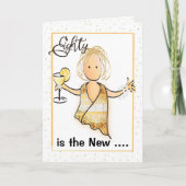 80 and Fabulous Funny Schattige Vrouw Cartoon Verj Kaart (Voorkant)