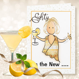 80 and Fabulous Funny Schattige Vrouw Cartoon Verj Kaart