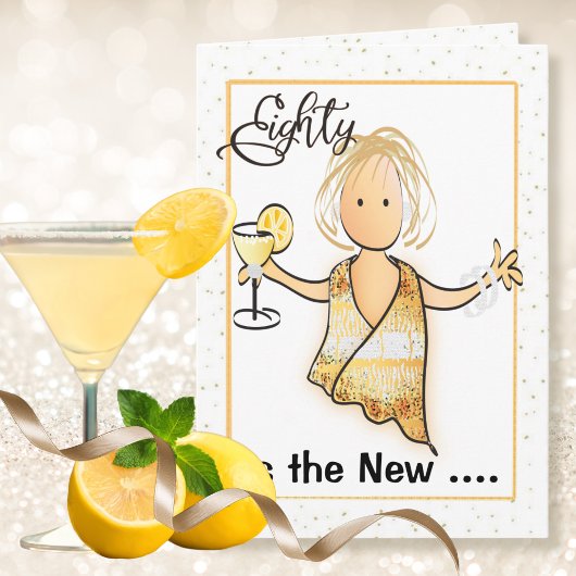 80 and Fabulous Funny Schattige Vrouw Cartoon Verj Kaart