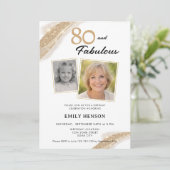 80 and Fabulous Gold 2 Photo Birthday Kaart (Staand voorkant)