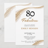 80 and Fabulous Gold 80th Birthday Invitation Kaart (Voorkant / Achterkant)