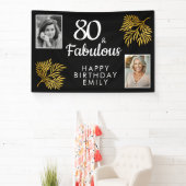 80 and Fabulous Gold Foliage 2 Foto 80e verjaardag Spandoek (Insitu)