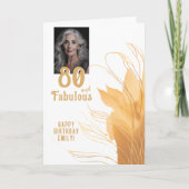 80 and Fabulous Gold Foliage 80th Birthday Foto Kaart (Voorkant)