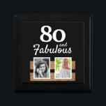 80 and Fabulous Gold Glitter 2 Photo 80th Birthday Cadeaudoosje<br><div class="desc">80 and Fabulous Gold Glitter 2 Photo 80th Birthday gift box. Personalized gift box with 2 photos and faux gold glitter. Add your photos - you can use an old and new photo.</div>