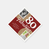 80 and Fabulous Gold Glitter 2 Photo 80th Birthday Servet (Hoek)