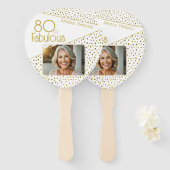 80 and Fabulous Gold Glitter Photo 80th Birthday  Handwaaier (Voorkant en achterkant)