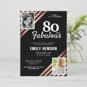80 and Fabulous Gold Roos 2 Fotoverjaardag Kaart (Staand voorkant)