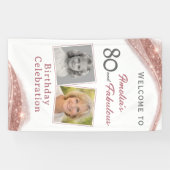 80 and Fabulous Rose Gold Birthday Welcome Photo Spandoek (Horizontaal)