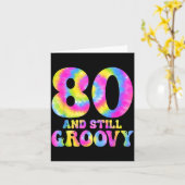 80 And Still Groovy Tie Dye 80th Birthday 80 Year  Kaart (Gele Bloem)