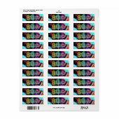 80 Bash Retro Rainbow Splash Birthday Party Etiket (Full Sheet)