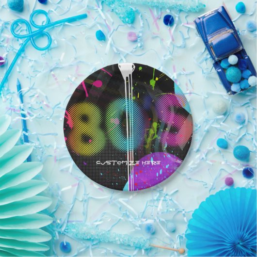 80 Bash Retro Rainbow Splash Birthday Party Papieren Bordje (Feest)