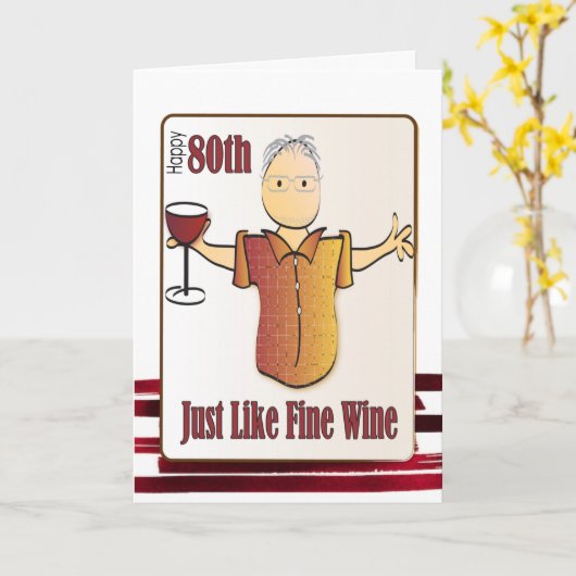 80 Birthday Kaart voor hem - Funny en Fun (Gele Bloem)