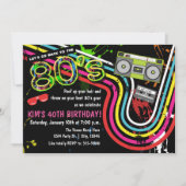 '80' Birthday Party Retro Grunge Event Party Kaart (Voorkant)