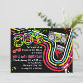 '80' Birthday Party Retro Grunge Event Party Kaart (Staand voorkant)