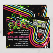 '80' Birthday Party Retro Grunge Event Party Kaart (Voorkant / Achterkant)