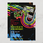 '80' Birthday Party Retro Grunge Event Party Kaart (Voorkant / Achterkant)