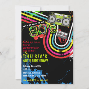 '80' Birthday Party Retro Grunge Event Party Kaart