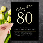 80 Black 80th Birthday Party Gold Folie Uitnodiging<br><div class="desc">Viel hun 80ste verjaardag in stijl met deze luxe zwarte met gouden folie uitnodiging voor een 80ste verjaardag! Deze elegante uitnodiging is ideaal voor een groots 80 mijlpaalfeest en is voorzien van een modern zwart en gouddesign dat uw gasten zeker zal imponeren. Een ideale manier om te beginnen met de...</div>