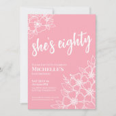 80 Blush Roze 80ste verjaardagsfeestje Kaart (Voorkant)