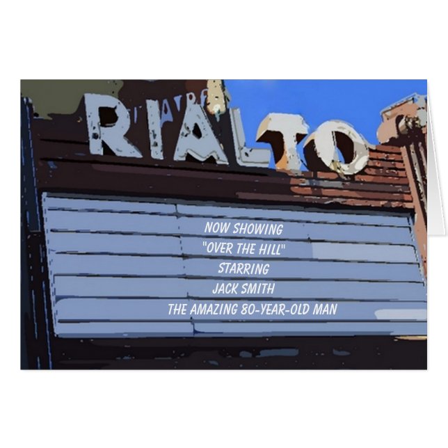 80 'Boven de heuvel' Happy Birthday Theater Sign (Voorkant Horizontaal)