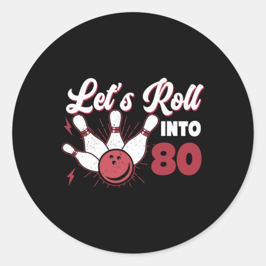 80 Bowling 80ste verjaardag 1 Ronde Sticker (Voorkant)