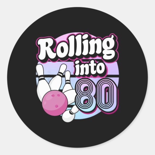 80 Bowling 80ste verjaardag Ronde Sticker (Voorkant)