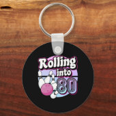 80 Bowling 80ste verjaardag Sleutelhanger (Voorkant)