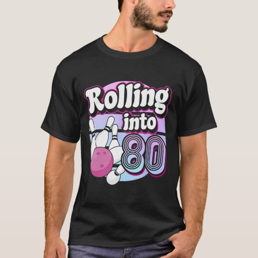 80 Bowling 80ste verjaardag T-shirt (Voorkant)