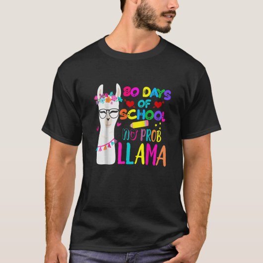 80 dagen schoolleraar geen prob llama meisjes jong t-shirt (Voorkant)