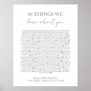 80 dingen die we van je houden poster