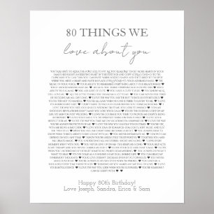 80 dingen die we van je houden poster