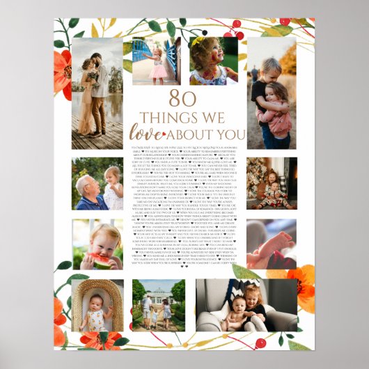 80 dingen waar we van houden, oranje bloemen poster (Voorkant)