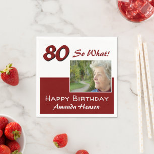 80 Dus wat een Rood Grappig 80ste Verjaardag Foto Servet