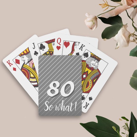 80 dus wat Elegant Funny Grey Stripe 80th Birthday Pokerkaarten