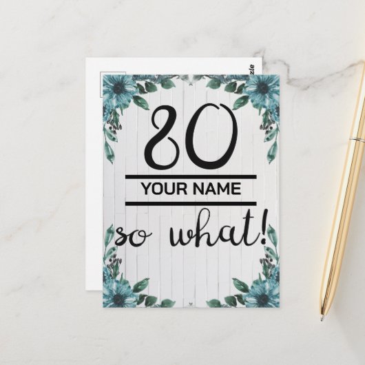 80 Dus Wat - Grappige 80e Verjaardag Briefkaart (Voorkant / Achterkant in situ)