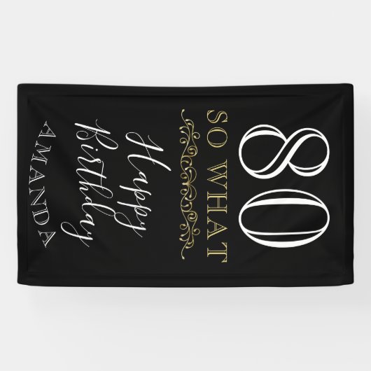 80 Dus wat grappige citaat zwarte legant 80ste ver Spandoek (Horizontaal)