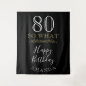 80 Dus wat grappige citaat zwarte legant 80ste ver Wandkleed (Voorkant)